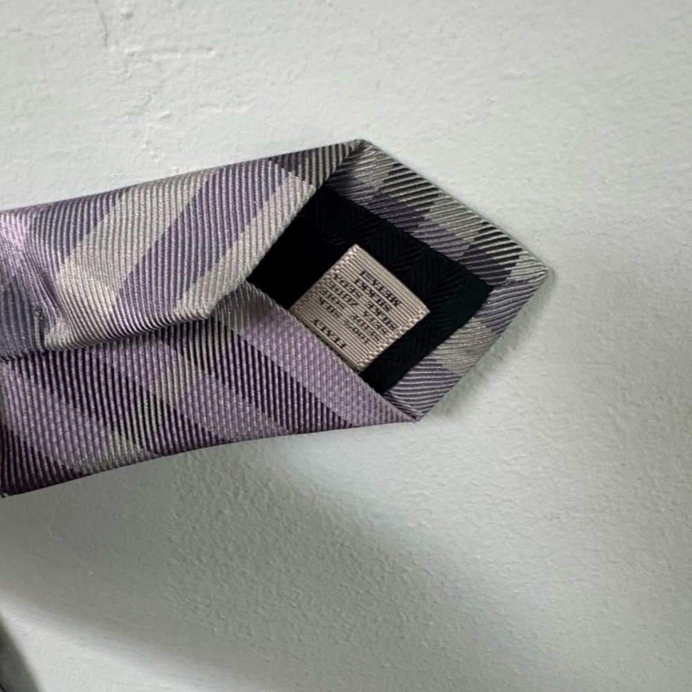 Burberry Plaid Tie in Purple and Gray - Picture 3 of 5